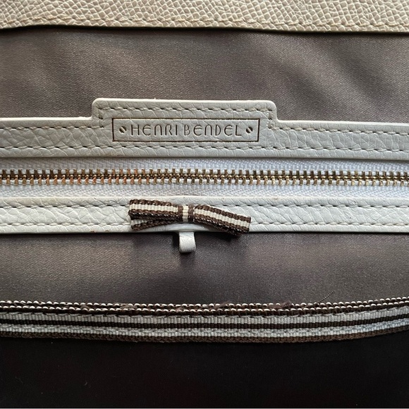 Henri Bendel Large Ivory Uptown Satchel with Gold Tone Hardware & Long Strap - Picture 10 of 13